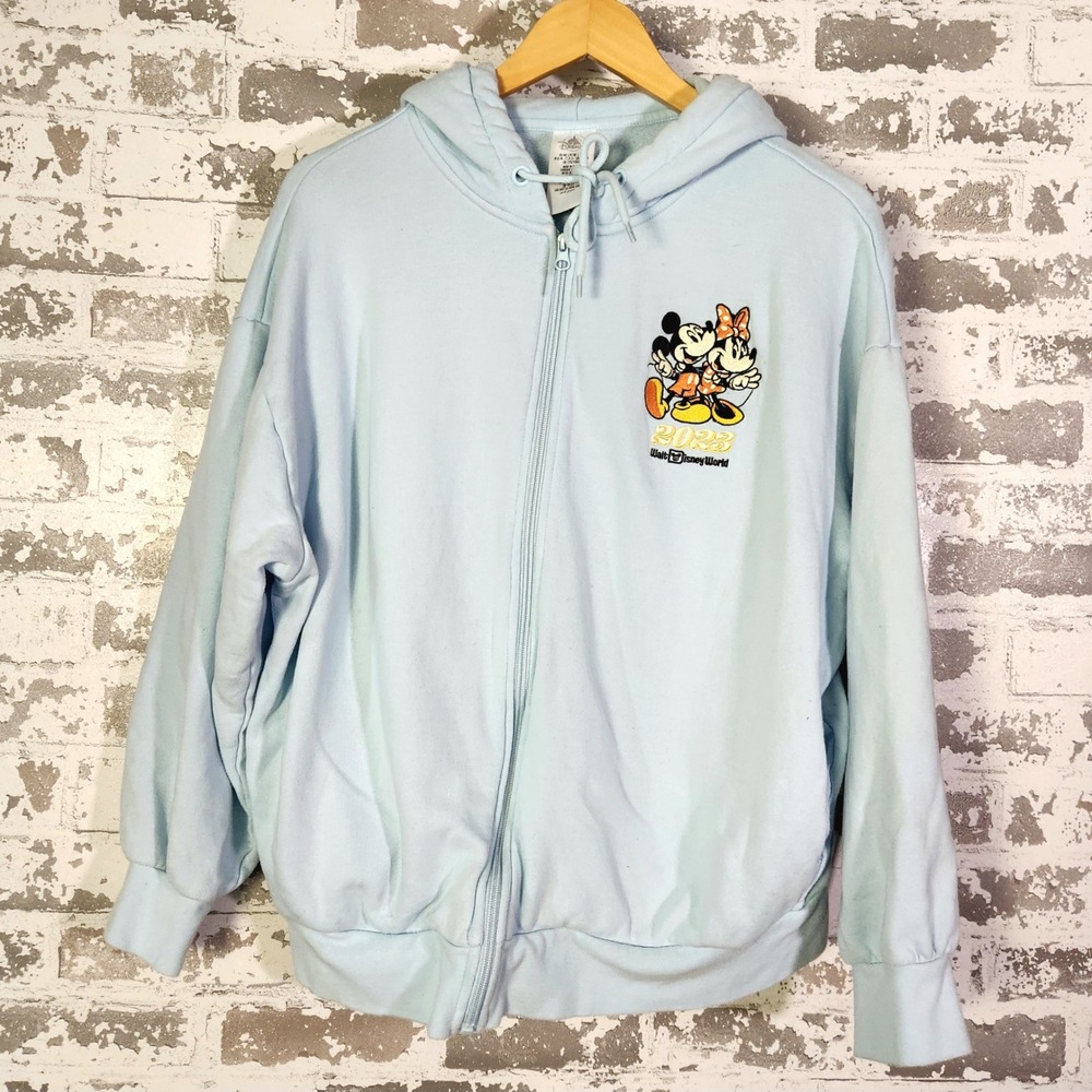 Disney World Mickey Minnie Mouse 2023 Hoodie Full Zip Women's Large Celebration